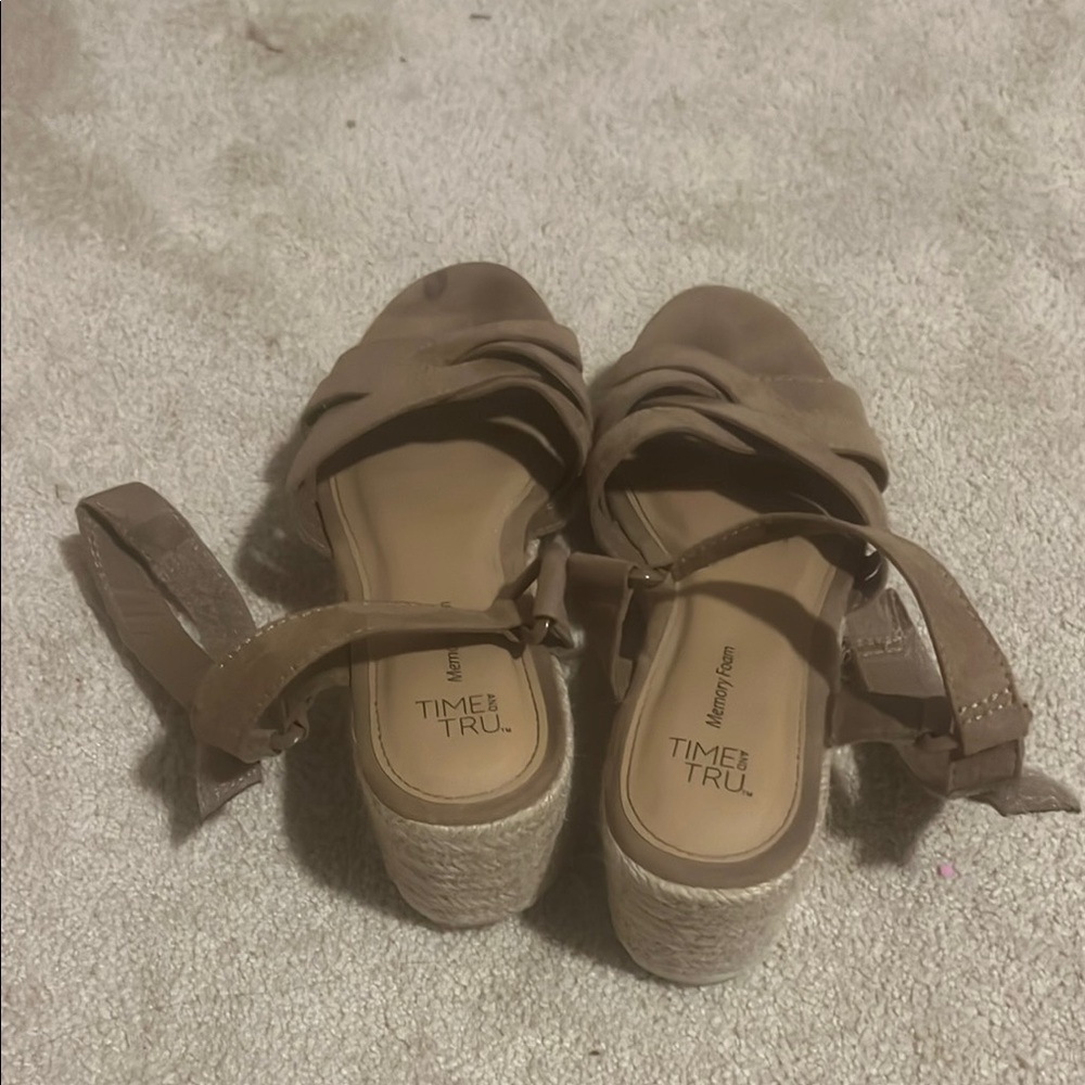 Time and Tru Tan Espadrille Shoes with Ankle Straps